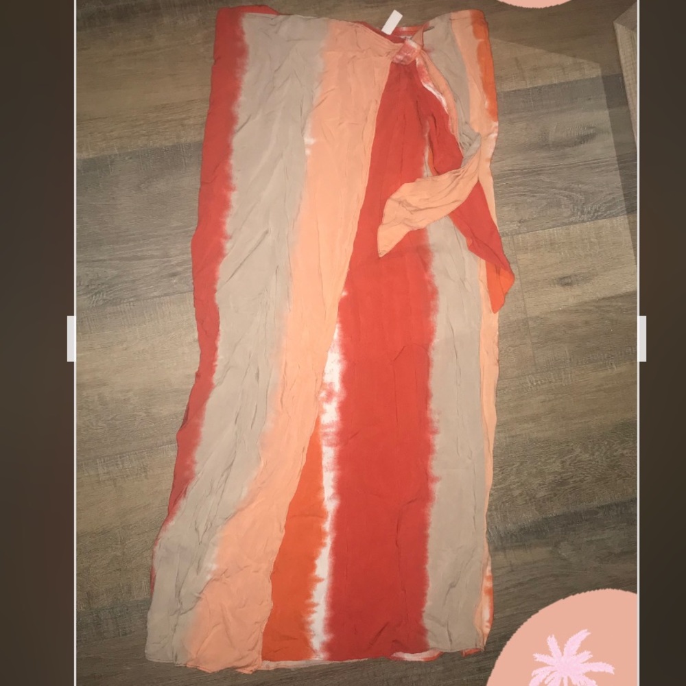 Hang Ten Orange, Coral & Beige Tie-Dye Maxi Skirt